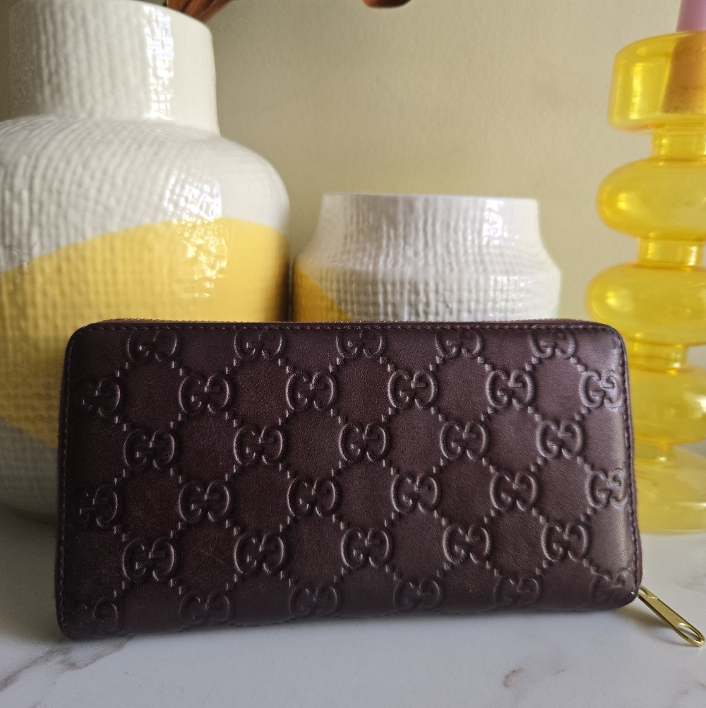 GUC Gucci Guccissima Brown Leather Long Continental Zip-around Wallet - Picture 3 of 14